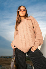 Chunky Knitted Jumper - Brown