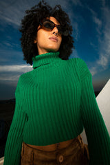 Turtle Neck Knit Jumper - Green