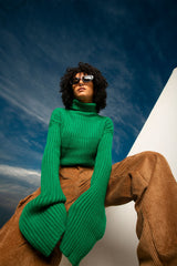 Turtle Neck Knit Jumper - Green