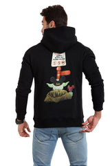 Long Sleeves Printed Hoodie - black