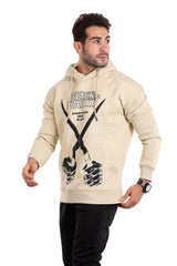 Trendy Printed Beige Blue Hoodie