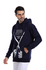 Trendy Printed Beige Blue Hoodie