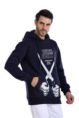 Trendy Printed Beige Blue Hoodie