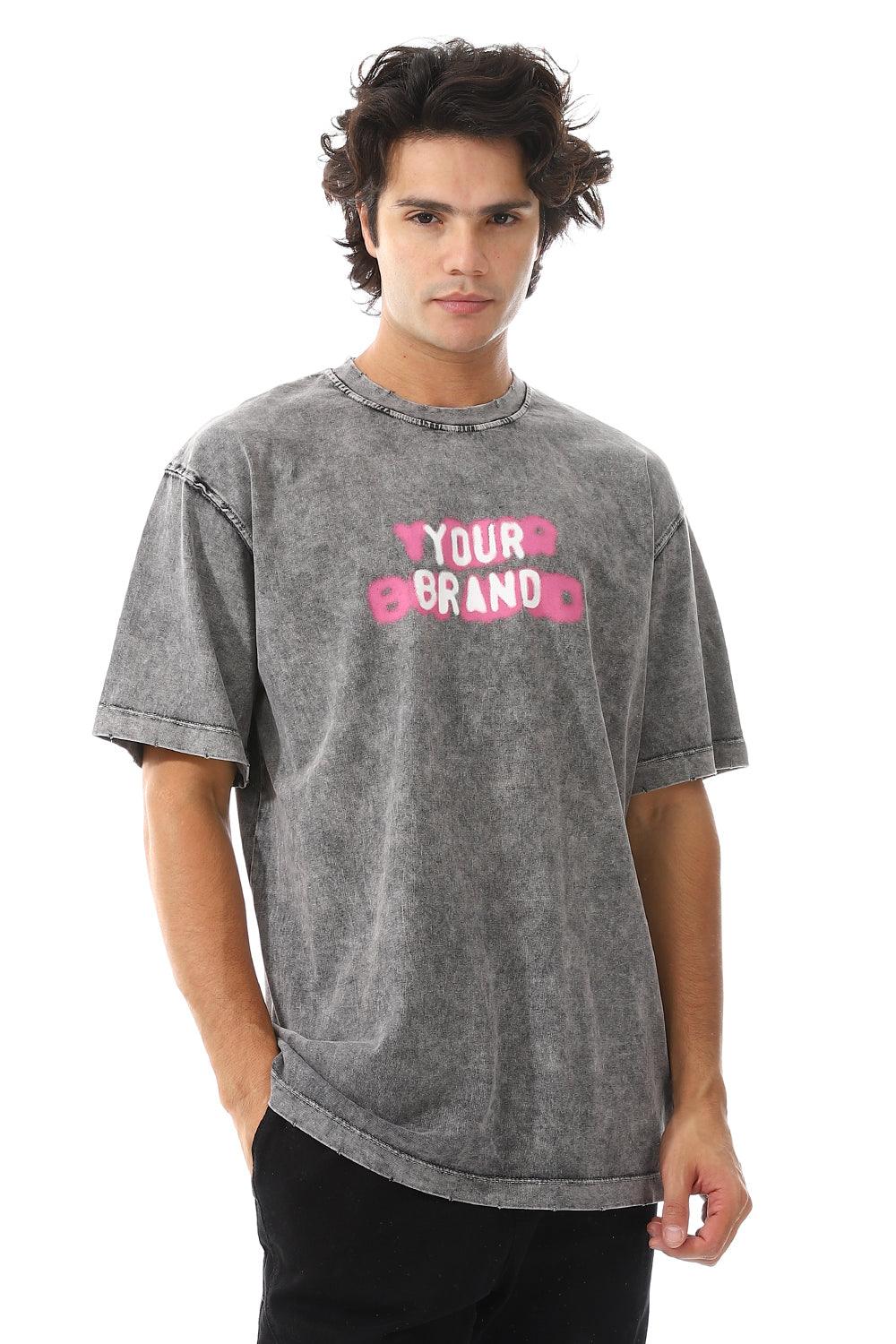 Tye-Die Heather Black Printed T-Shirt