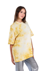 Slip On Oversized Cotton T-Shirt - Yellow & White