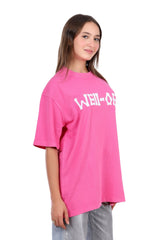 Regular Fit Stone Wash Hot Pink T-Shirt