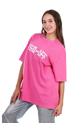 Regular Fit Stone Wash Hot Pink T-Shirt