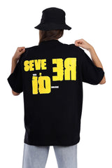 Loose Fit Black T-Shirt With Yellow Print Accent