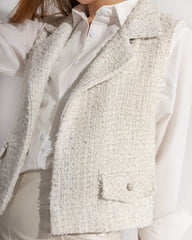 White Short Tweed Vest