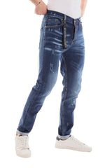 Front Scratch Wah Out Casual Jeans - Dark Blue