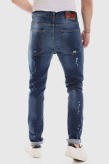 White Rabbit Ripped Belt Loops Slim Fit Jeans - Blue