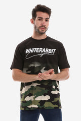 Camouflage Printed Pattern Slip On Short Sleeves Casual T-Shirt - White