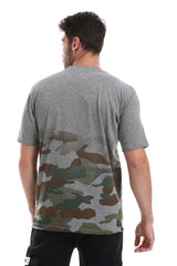 Camouflage Printed Pattern Slip On Short Sleeves Casual T-Shirt - White