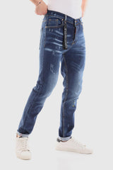 Front Scratch Wah Out Casual Jeans - Dark Blue