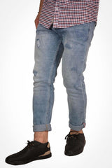 Casual Cutted Denim Jeans Pant Light Blue