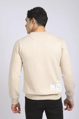 Printed "W-Rabbit Freezing" Inner Fleece Sweatshirt - Heather Beige