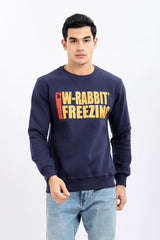 Printed "W-Rabbit Freezing" Inner Fleece Sweatshirt - Heather Beige