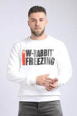 Printed "W-Rabbit Freezing" Inner Fleece Sweatshirt - Heather Beige