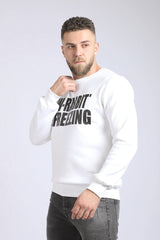 Printed "W-Rabbit Freezing" Inner Fleece Sweatshirt - Heather Beige