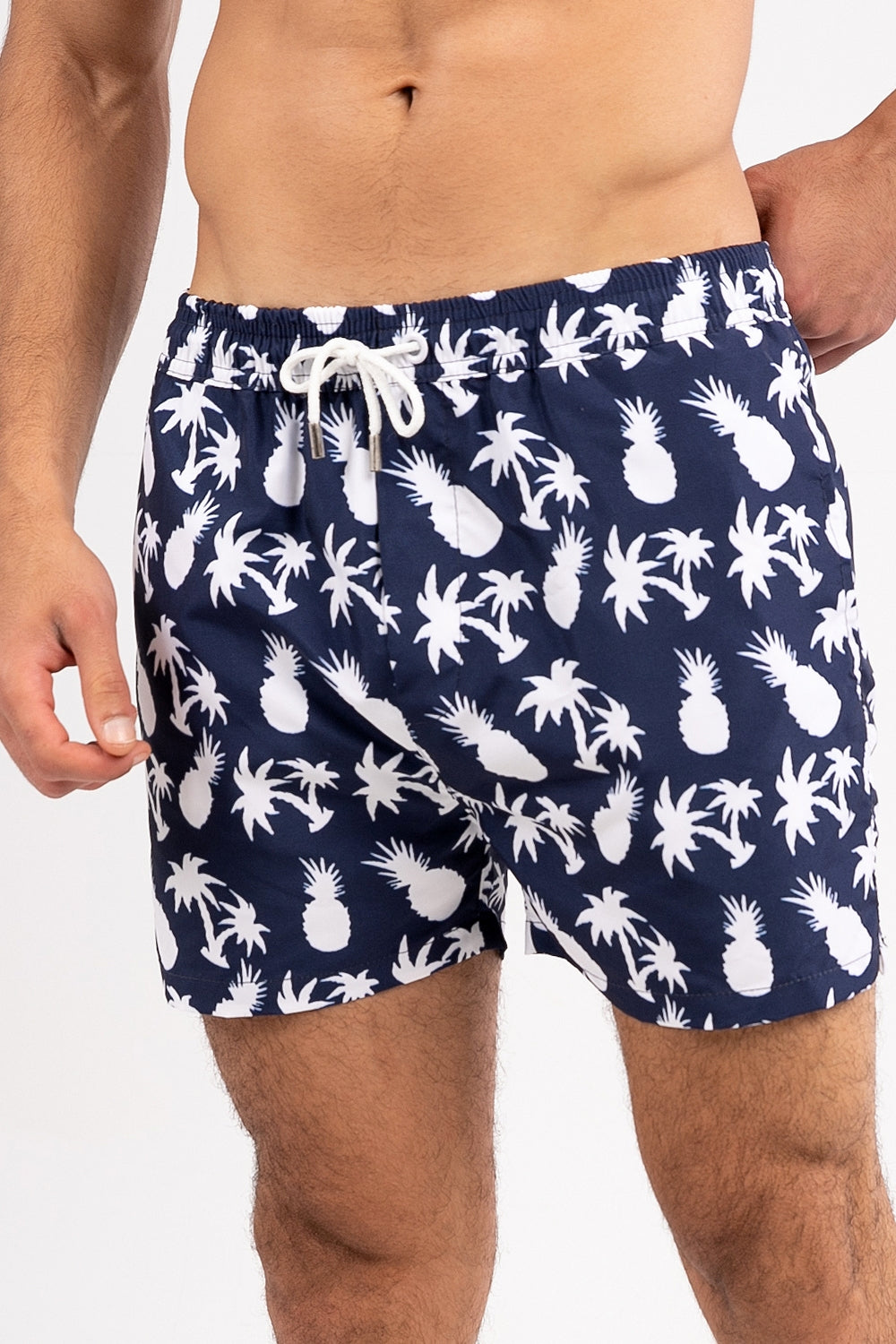 Regular Fit Polyester Navy Blue Swim Short