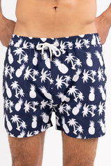 Regular Fit Polyester Navy Blue Swim Short