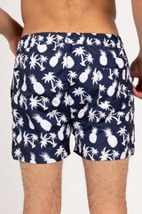 Regular Fit Polyester Navy Blue Swim Short