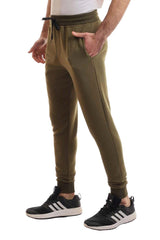 Fully Ribbed Plain Sweatpants - Olive