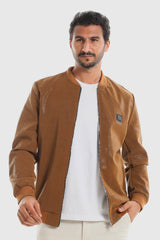 Textured Leather Zipper Closure Lightweight Jacket