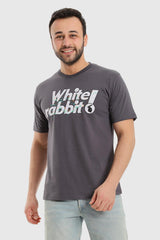 Green, Blue & Orange Splattered "White Rabbit" Printed Over Neutrals Tee