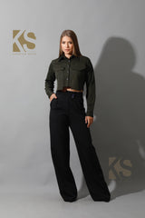 Pockets Cropped Shirt