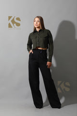 Pockets Cropped Shirt