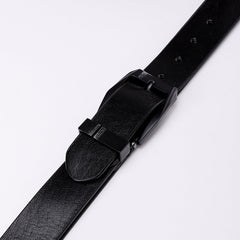 Metal Buckle Plain Leather Belt - Brown