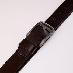 Simple Plain Buckled Leather Belt - Havana