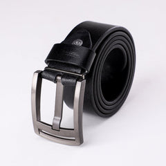 Simple Plain Buckled Leather Belt - Havana