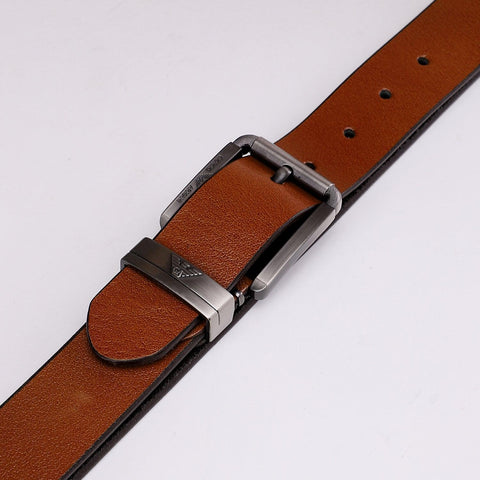 Simple Solid Thin Leather Belt - Black