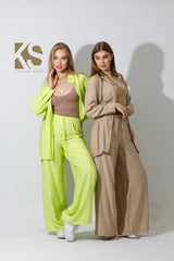 Long Shirt & Wide Leg Trousers Set