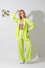 Long Shirt & Wide Leg Trousers Set