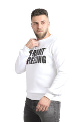 Printed "W-Rabbit Freezing" Inner Fleece Sweatshirt - Heather Beige