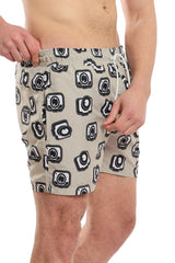 Back Pocket Cameras Patterned Swimshort - Neutrals, White & Black