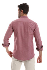 Front Buttoned Down Textured Grey Men Shirt