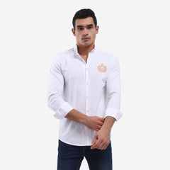 Mandarine Collar Buttoned Solid Shirt