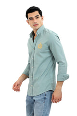 Mandarine Collar Buttoned Solid Shirt