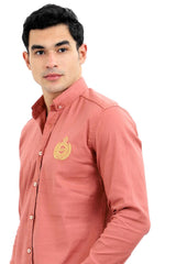 Mandarine Collar Buttoned Solid Shirt