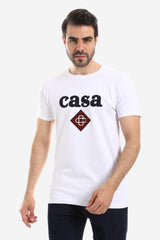 White Cotton Tee With Chest Stitched Casa Patch