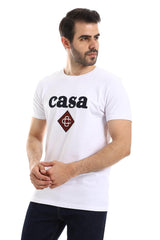 White Cotton Tee With Chest Stitched Casa Patch