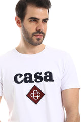 White Cotton Tee With Chest Stitched Casa Patch