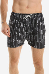 Zipper Pattern Soft Swim Short - Black & White