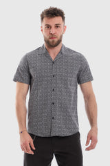 Classic Printed Short Sleeves Button Down Shirt