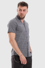 Classic Printed Short Sleeves Button Down Shirt