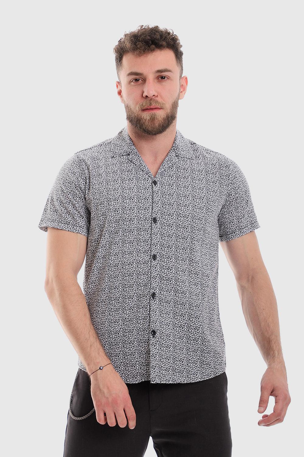 Classic Printed Short Sleeves Button Down Shirt